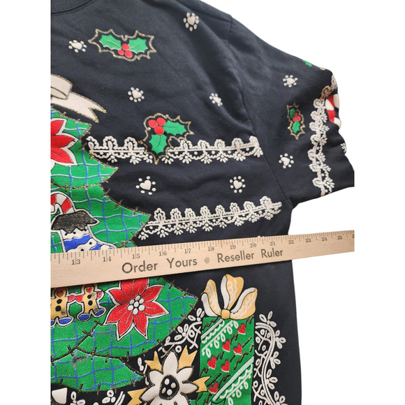 Holiday Time Christmas Sweatshirt Womens Large Ugly Xmas Sweater Tree Snowflakes - Picture 8 of 16